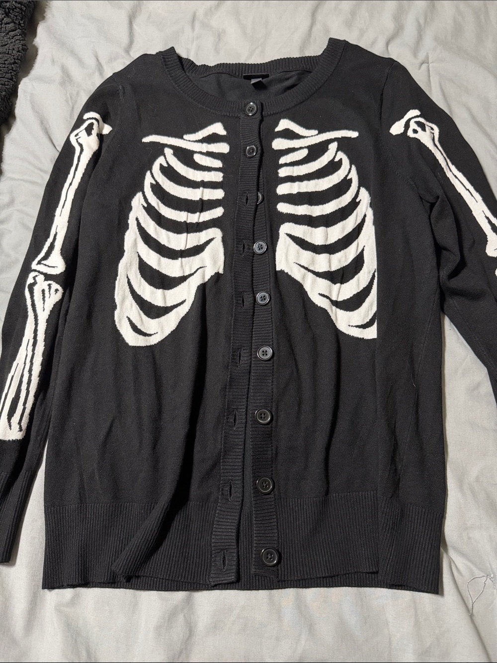 torrid Black and White Skeleton Ribcage Button Cardigan